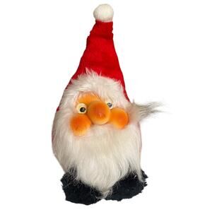 Vintage 1984 RENNOC Santa Claus with Rubber Face Stuffed Plush Gnome Christmas